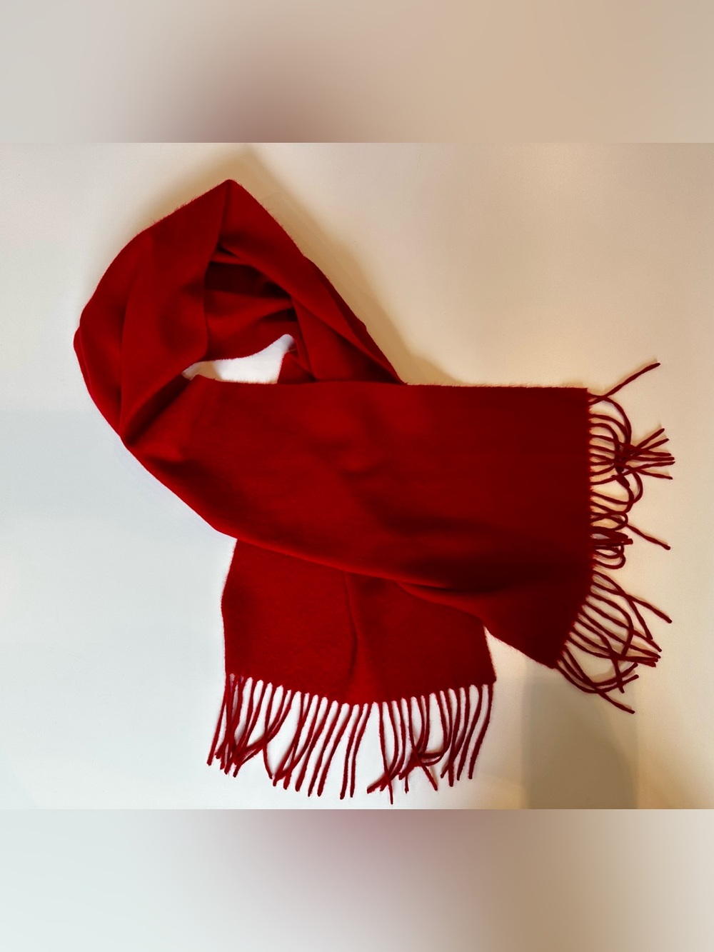 Club Room Charter Club 100% Cashmere Red Fringe Scarf